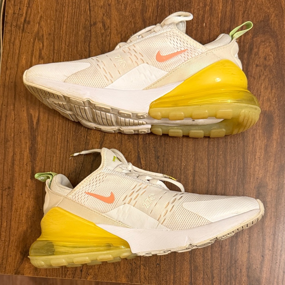 Nike Air Max 270 Cream with Yellow and Pink Accents